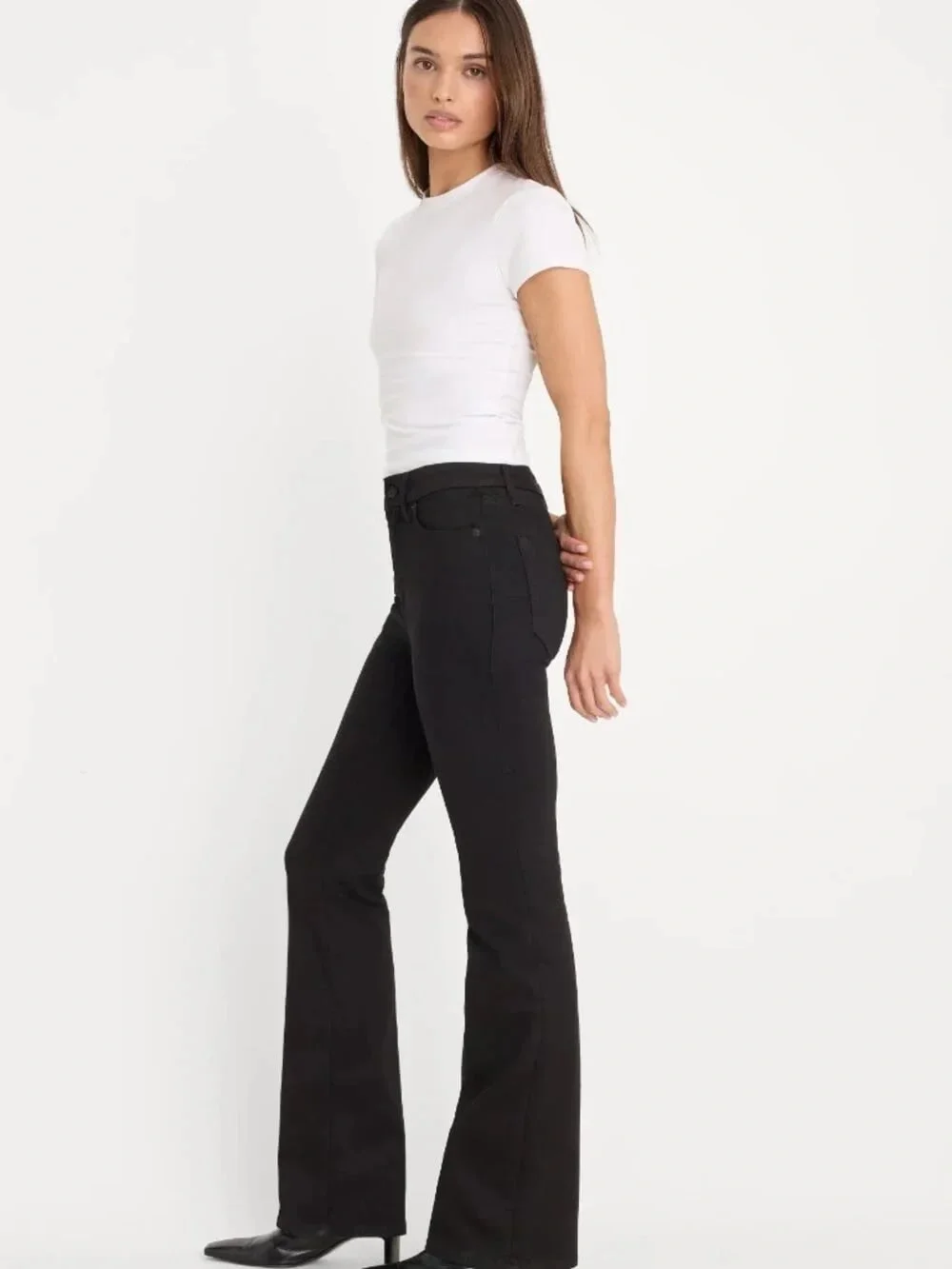 Good American Good Classic High Rise Bootcut Jeans NWT Black Size 6